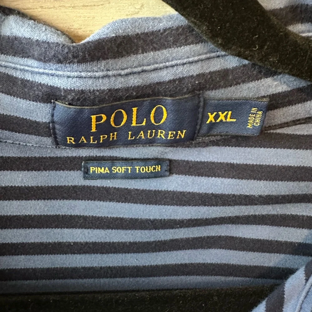 🐎 Polo Ralph Lauren Pima Cotton Soft Touch Polo Shirt XXL Blue Striped